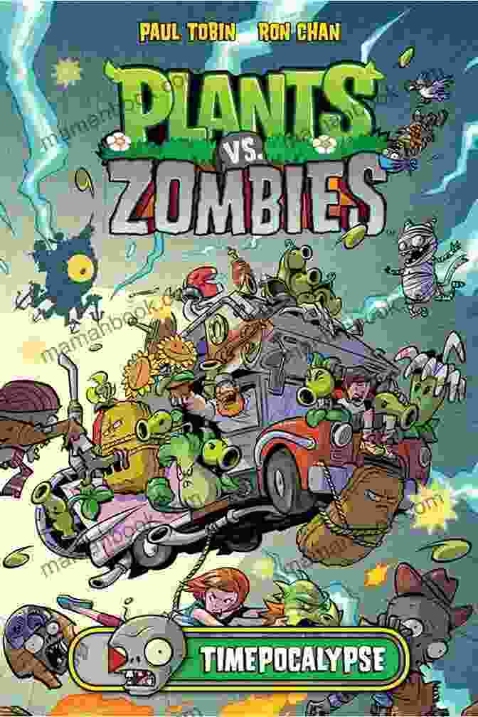 Cover Of Plants Vs. Zombies: Timepocalypse Graphic Novel Featuring Crazy Dave Holding A Magnifying Glass Surrounded By Plants And Zombies Plants Vs Zombies: Timepocalypse #3 Paul Tobin