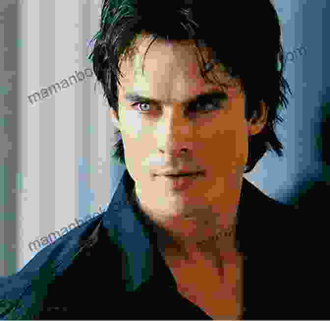 Damon Salvatore, A Charismatic And Mischievous Vampire With Piercing Blue Eyes And A Devilish Grin THE TWINS IN THE MISTIC FALLS